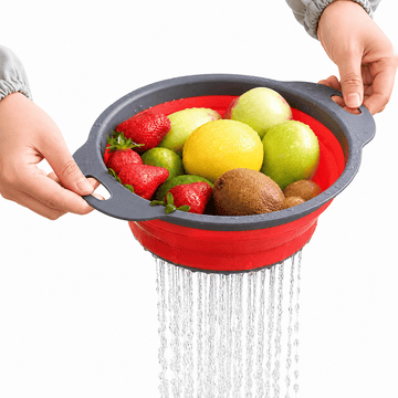 Foldable Silicone Colander Strainer Basket Space Saving Kitchen Drainer