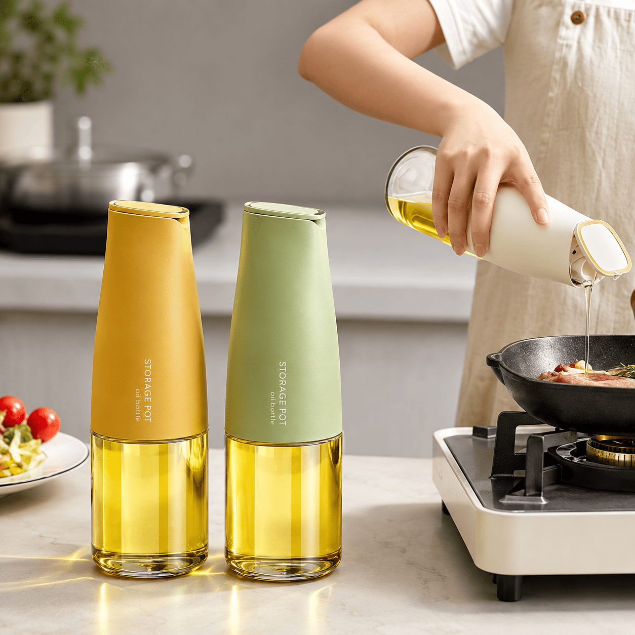 450ml auto flip kitchen oil dispenser bottle for cooking oil