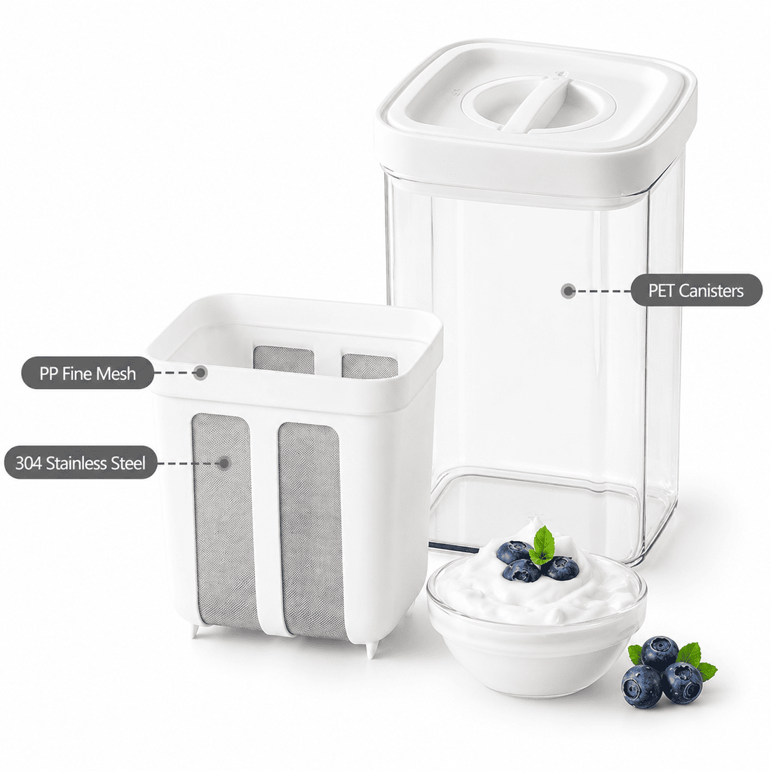 Yogurt strainer and Greek yogurt maker for homemade thick yogurt
