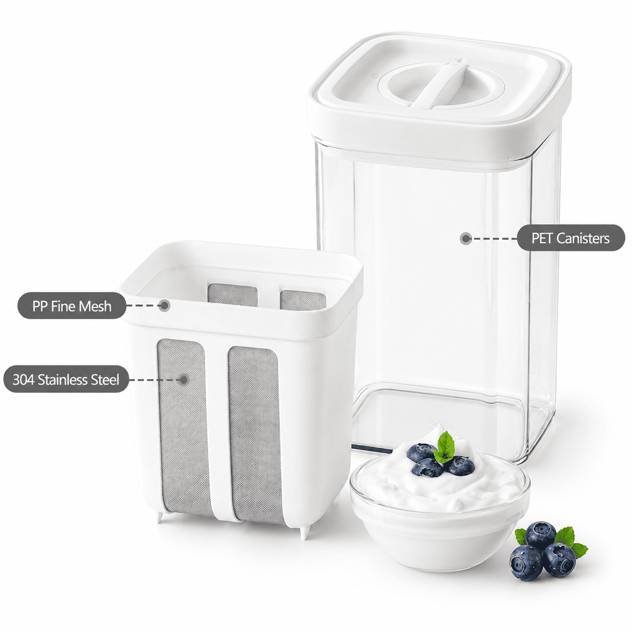 Yogurt strainer and Greek yogurt maker for homemade thick yogurt