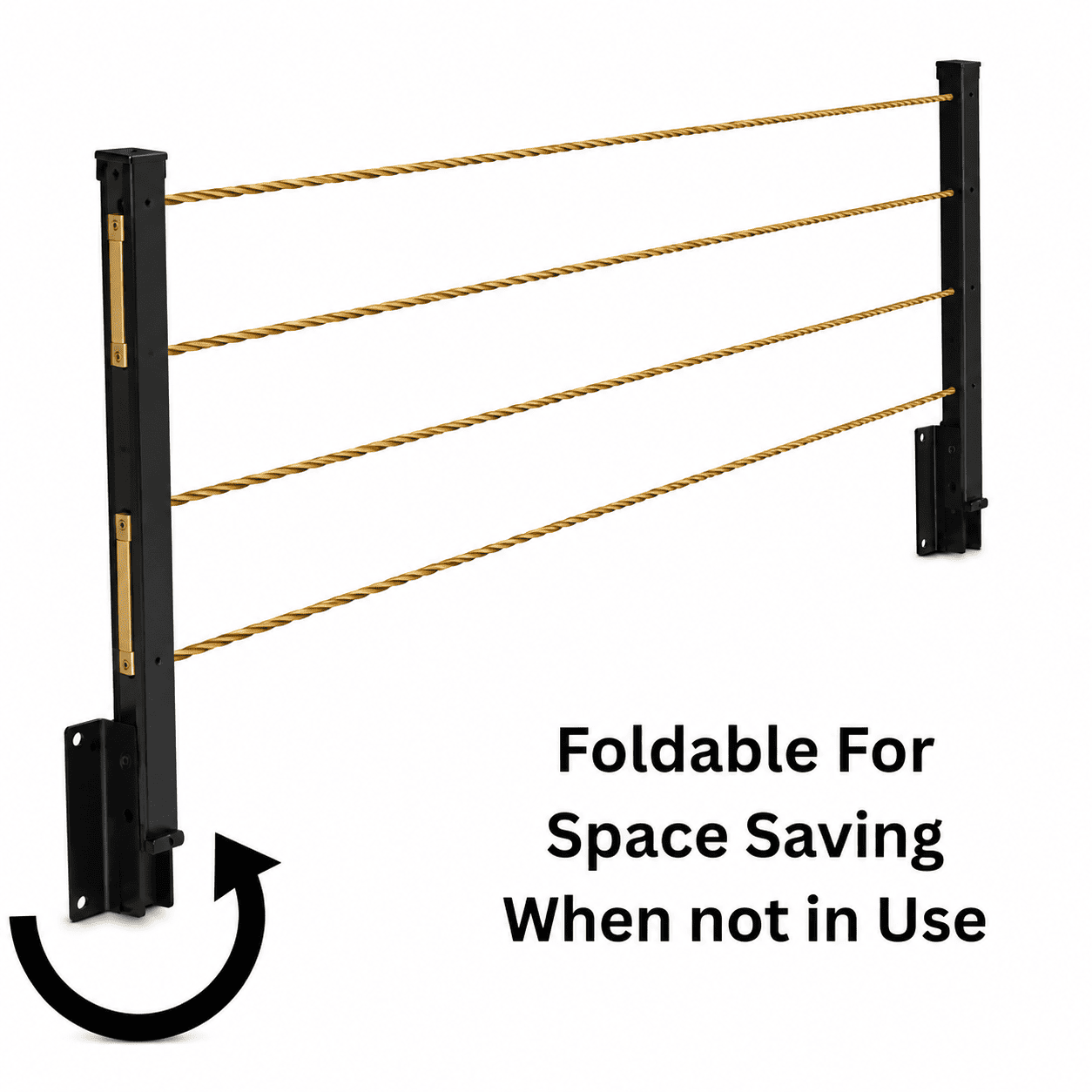 Foldable wall mounted cloth drying stand with free rope