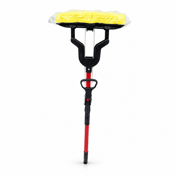 Water-absorbing sponge roller mop with self-squeeze mechanism for floor cleaning