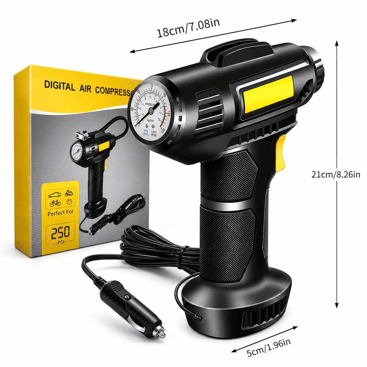 Digital air compressor 150 PSI portable tyre inflator for car