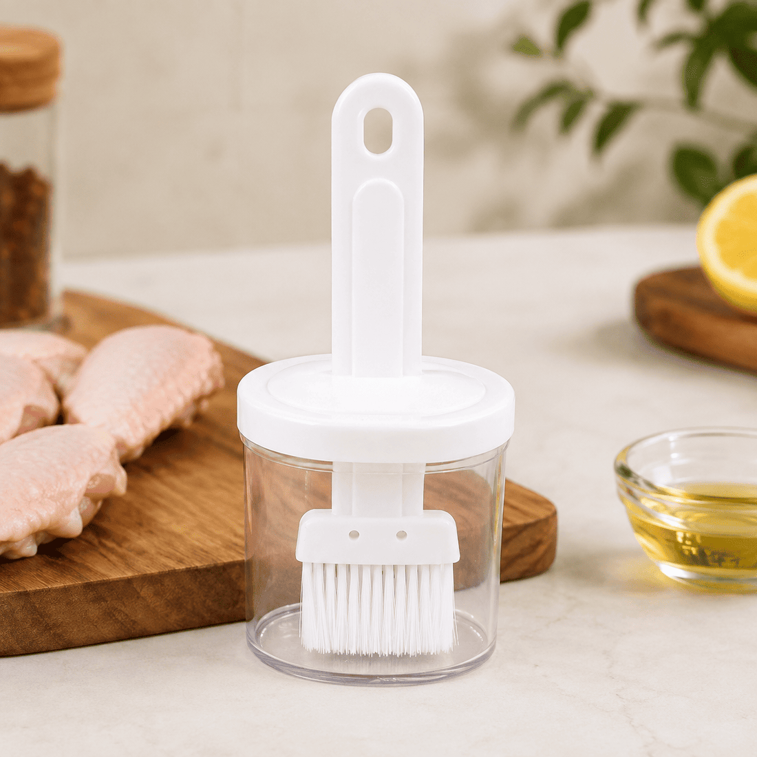 Silicone Oil Brush with Oil Dispenser for Cooking, Baking and BBQ