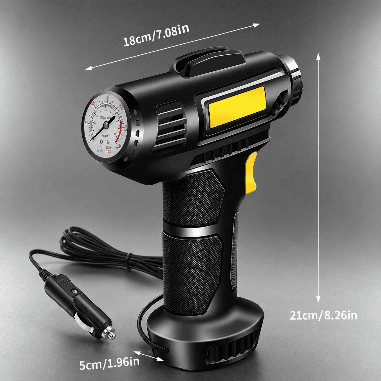 Portable 12V digital tyre inflator for car and motorcycle