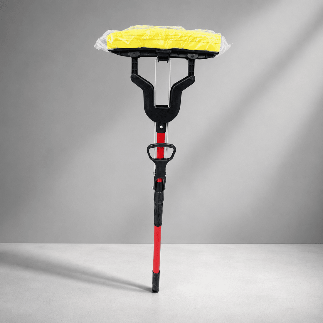 Water-absorbing sponge roller mop with self-squeeze mechanism for floor cleaning