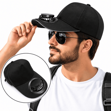 Solar powered fan cap with 3-speed cooling fan in white red and black