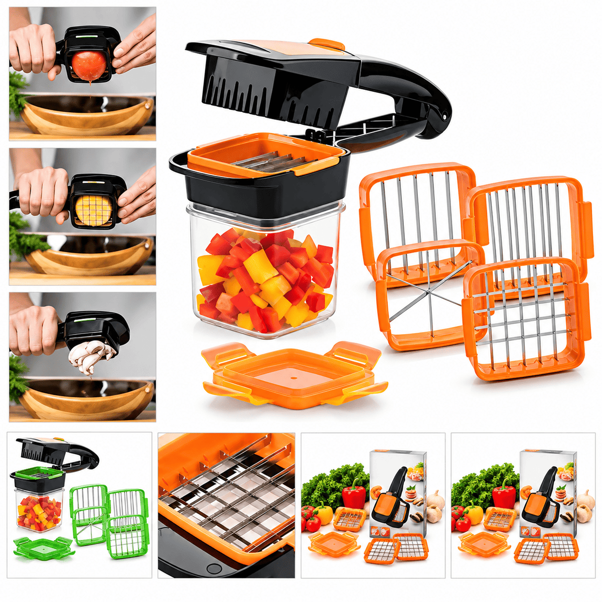 Multifunctional 5-in-1 vegetable cutter with multiple cutting attachments