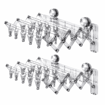 Foldable Clothes Drying Rack with Clips | Space Saving Wall Mounted Laundry Rack