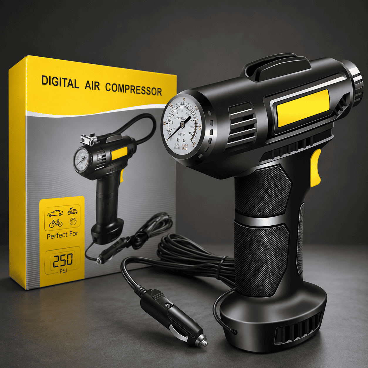 150 PSI electric air compressor with pressure gauge