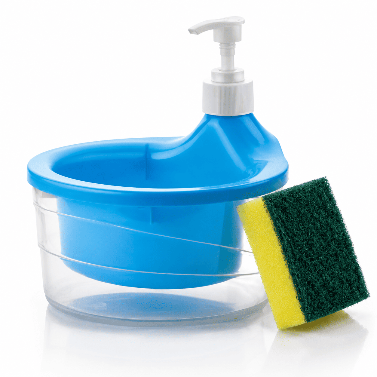 2-in-1 kitchen soap dispenser with sponge holder and pump