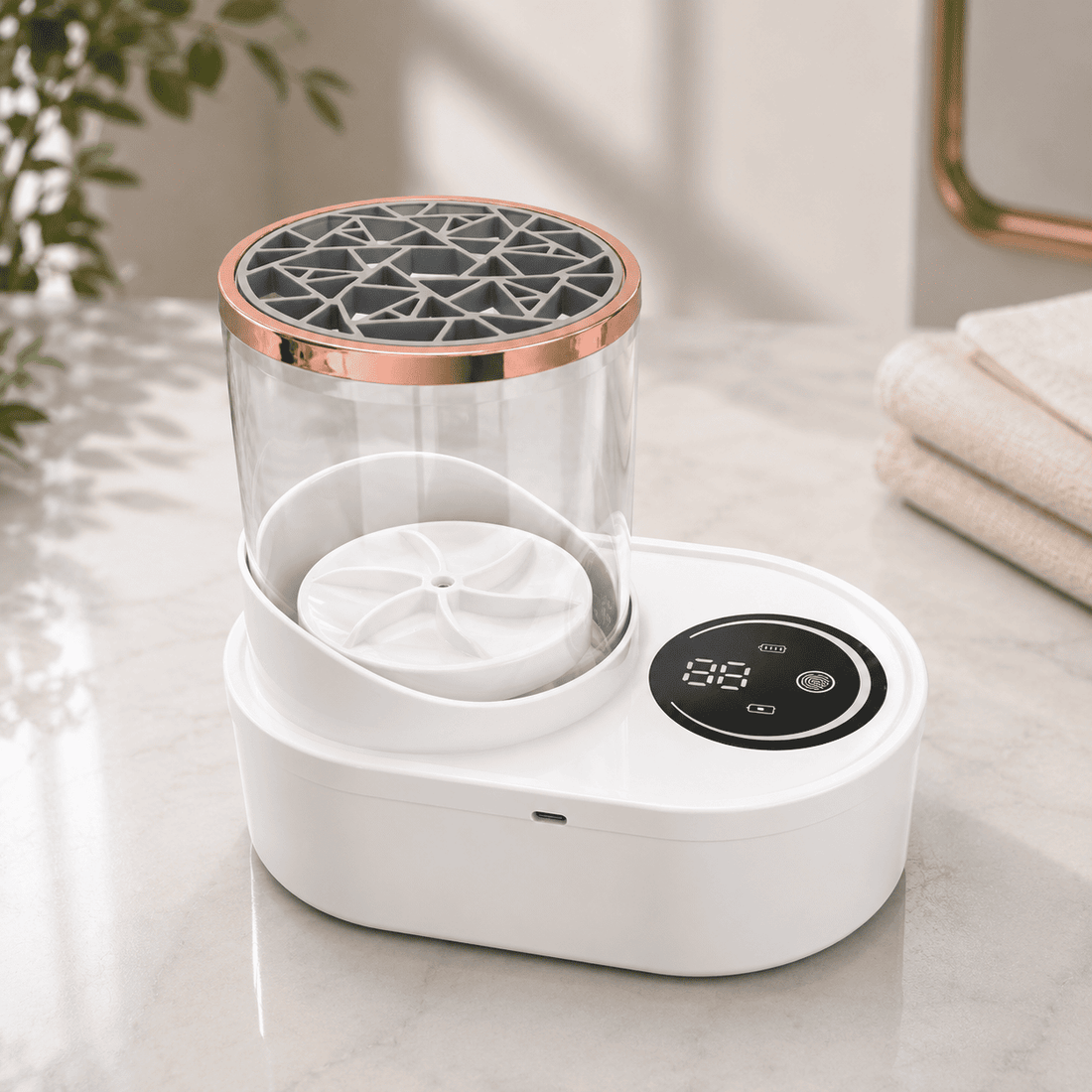 3-in-1 automatic electric makeup brush cleaner machine with drying stand