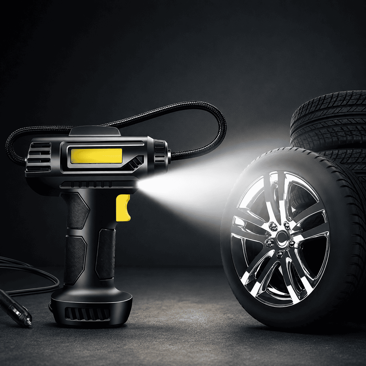 Portable car air pump with 3M power cable