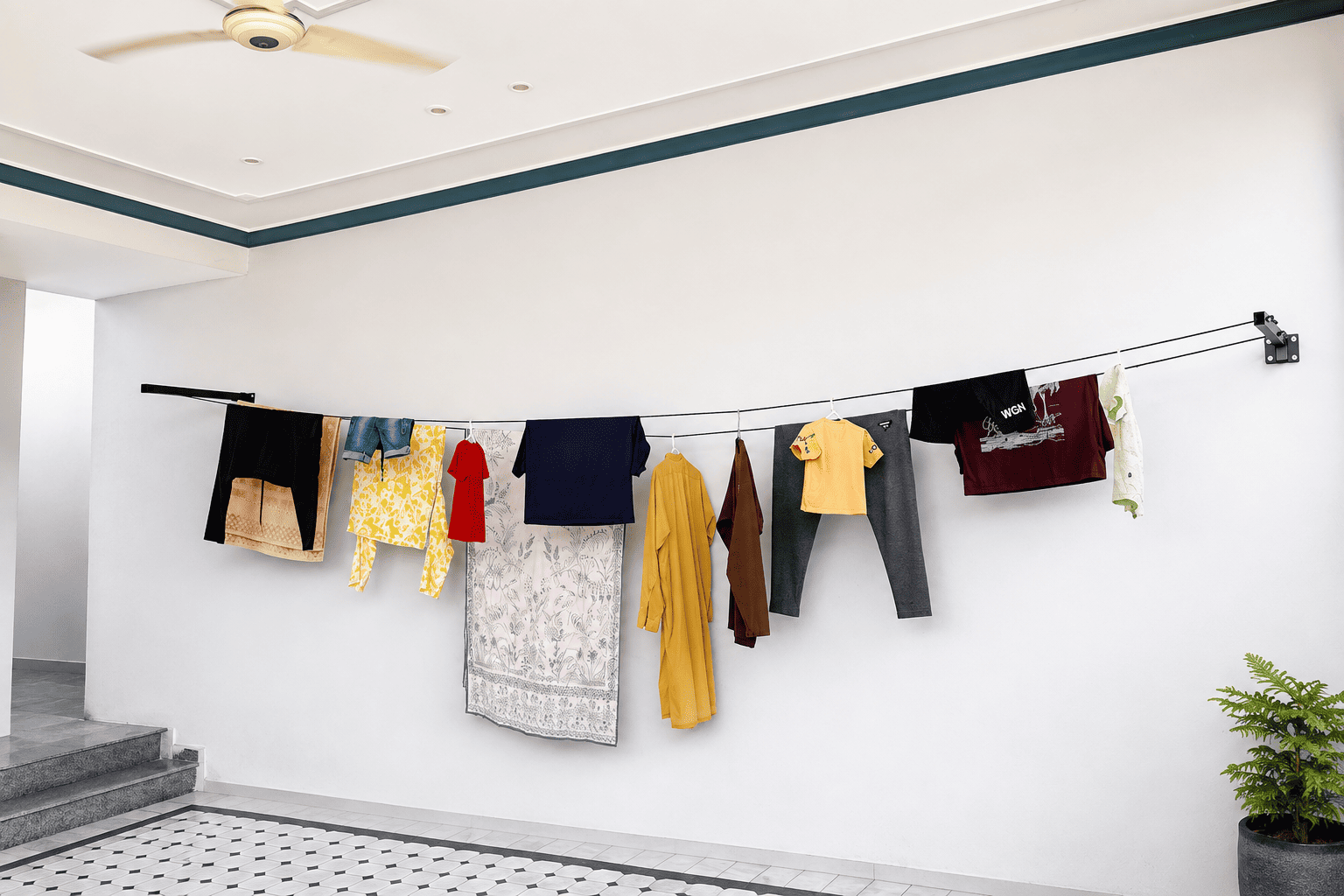 Clothes drying stand with multiple drying rope lines