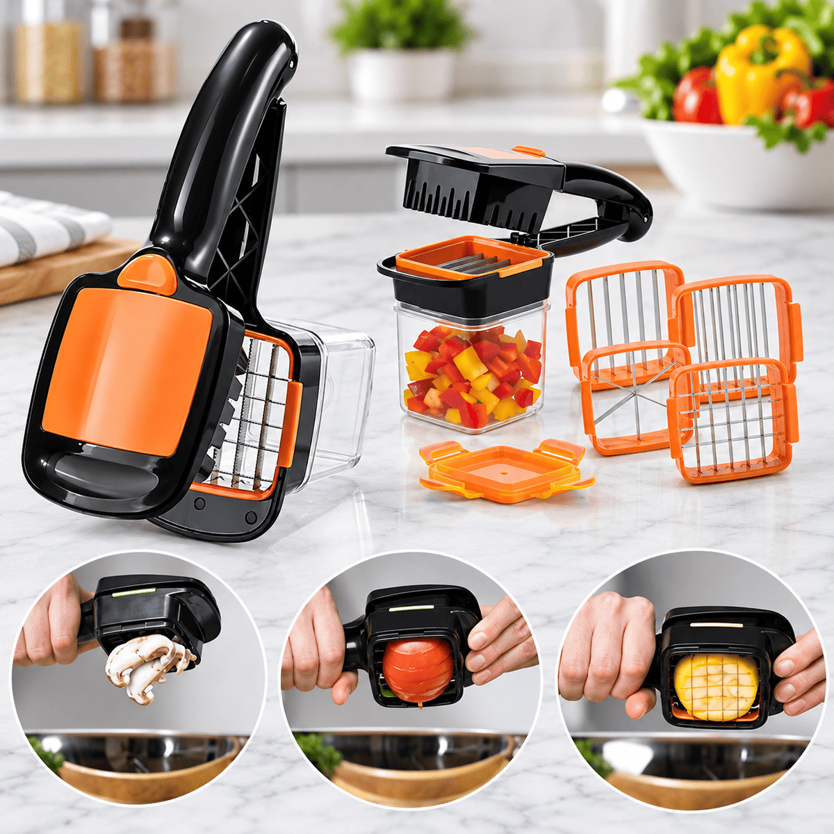 5-in-1 kitchen vegetable cutter for slicing chopping and grating