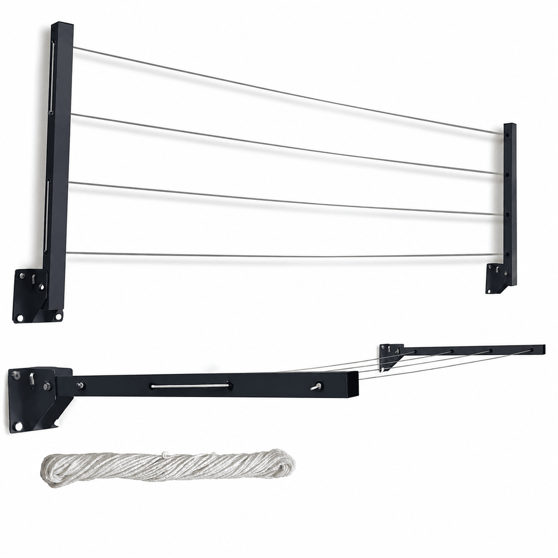 Foldable wall mounted cloth drying stand with free rope