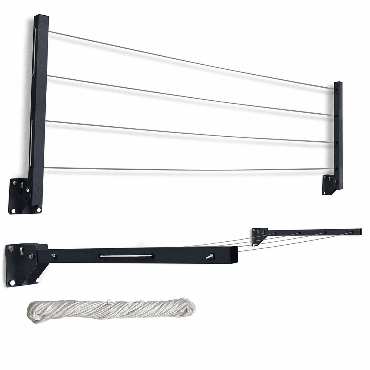 Wall mounted clothes drying rack for space saving laundry