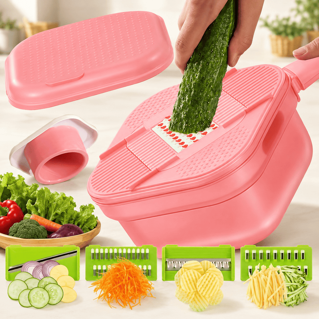 4 in 1 vegetable grater and slicer with interchangeable blades